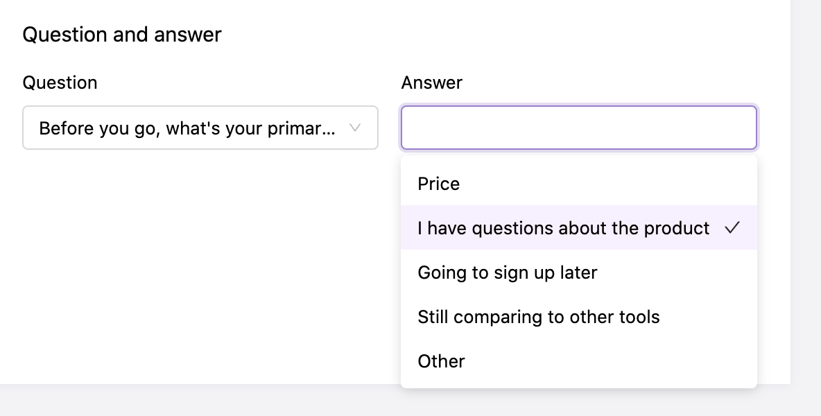 Filter by question and answer
